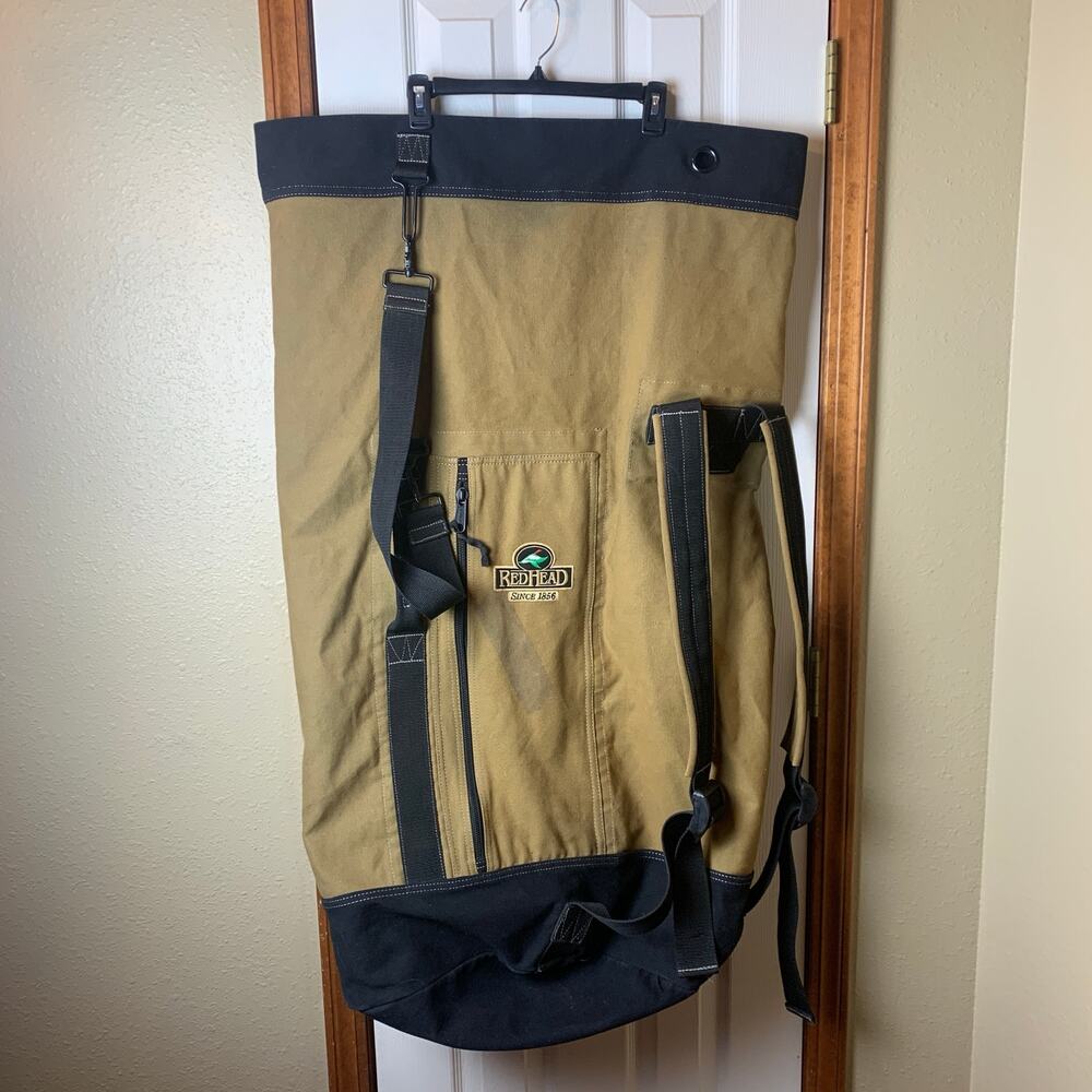 Red Head Canvas Duffle Rusksack Backpack Hiking Knapsack Military Style Bag A43